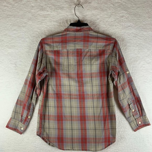 Chaps Boys Long Sleeve Button Down Flannel Grey/Red Plaid Shirt M (10-12) 6476 - Picture 5 of 8